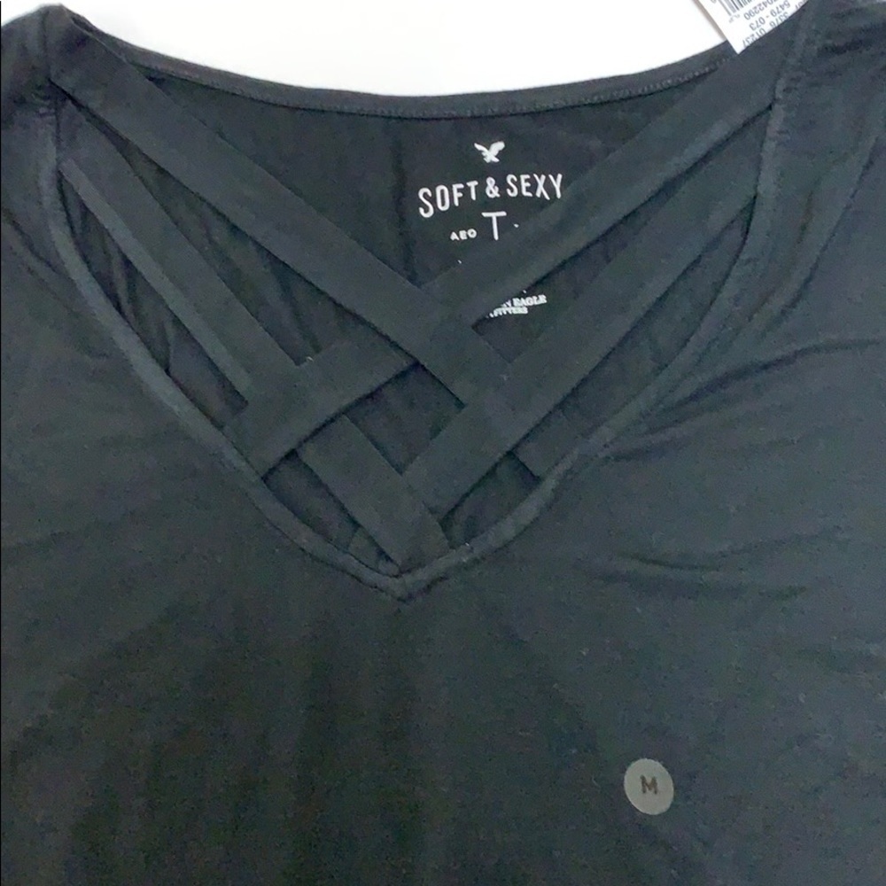 American Eagle black cut out  long sleeve T-shirt size M